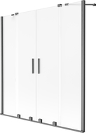 Paroi de baignoire à 2 volets coulissants Velar Duo Mexen 150 x 150 cm, dépoli, gris fusil brossé - 896-150-000-32-66