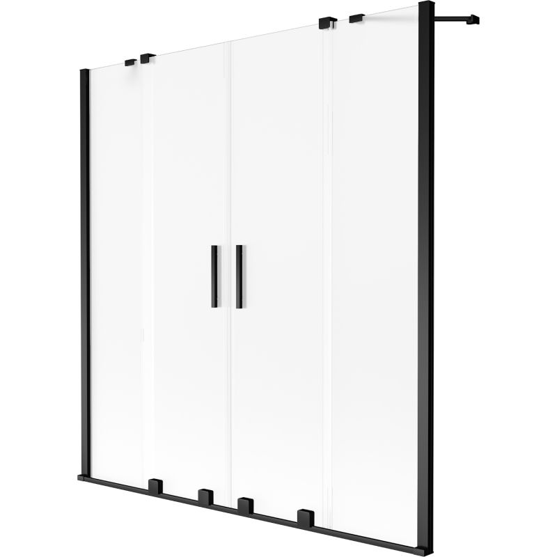 Paroi de baignoire à 2 volets coulissants Mexen Velar Duo 150 x 150 cm, dépoli, noir - 896-150-000-32-70