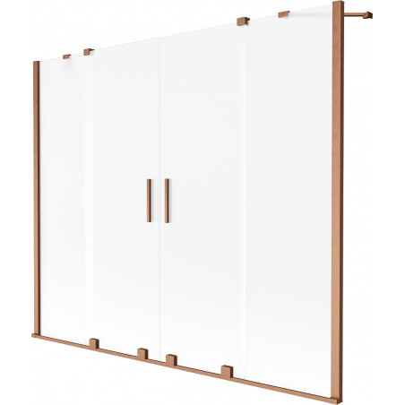 Mexen Velar Duo paroi de baignoire à 2 vantaux coulissants 180 x 150 cm, givre, cuivre brossé - 896-180-000-32-65