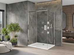 Mexen Omega cabine de douche coulissante 110 x 70 cm, transparent, chrome + receveur Flat - 825-110-070-01-00-4010