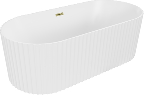 Mexen Paola baignoire autoportante cannelée 170 x 80 cm, blanc mat, trop-plein doré - 52721708001-50