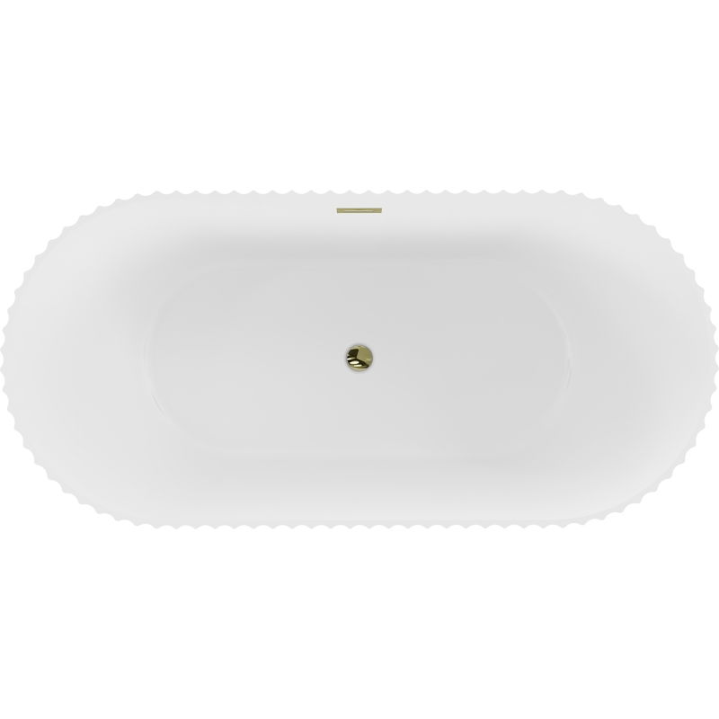 Mexen Paola baignoire autoportante rainurée 170 x 80 cm, blanc mat, trop-plein doré - 52721708001-50