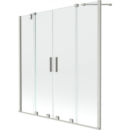 Mexen Velar Paroi de douche duo à 2 vantaux coulissants 150 x 150 cm, transparent, nickel brossé - 896-150-000-02-97