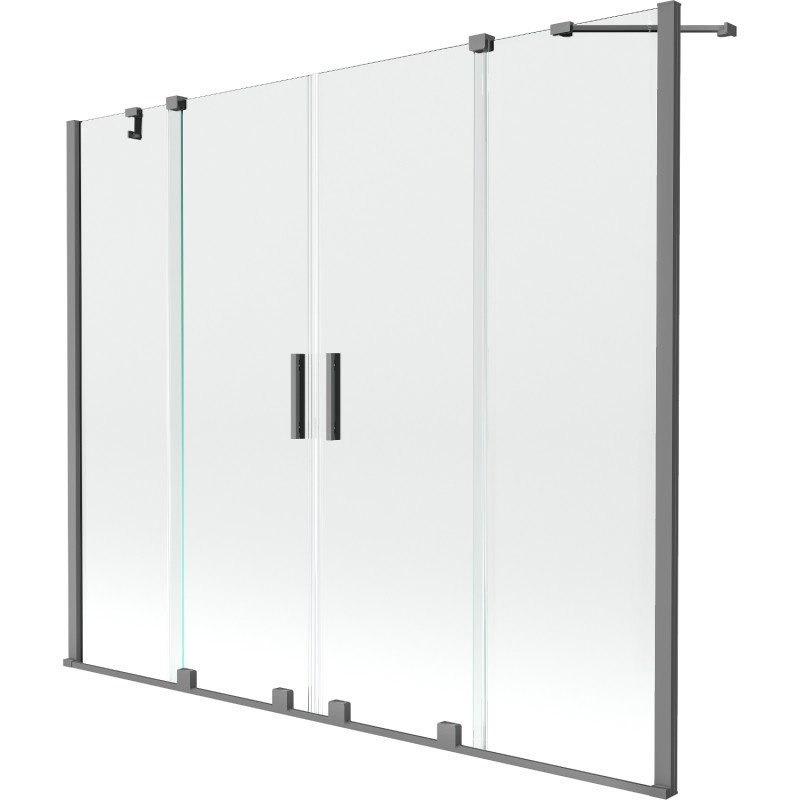 Mexen Velar Duo paroi de baignoire à 2 volets coulissants 180 x 150 cm, transparent, métal gun - 896-180-000-02-95