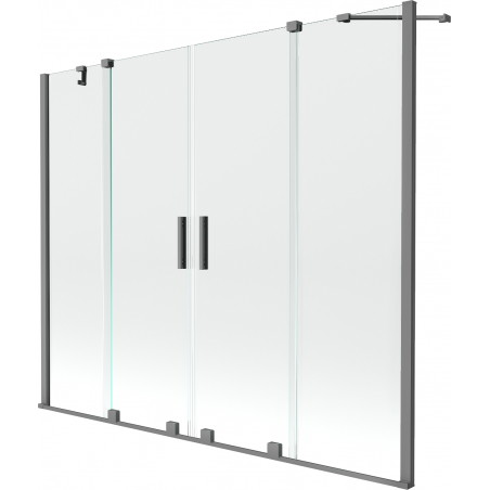 Mexen Velar Duo paroi de baignoire à 2 volets coulissants 180 x 150 cm, transparent, couleur bronze canon - 896-180-000-02-95