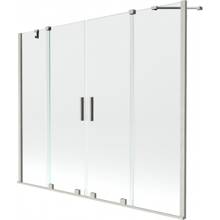 Mexen Velar Duo paroi de baignoire à 2 volets coulissants 180 x 150 cm, transparent, nickel brossé - 896-180-000-02-97