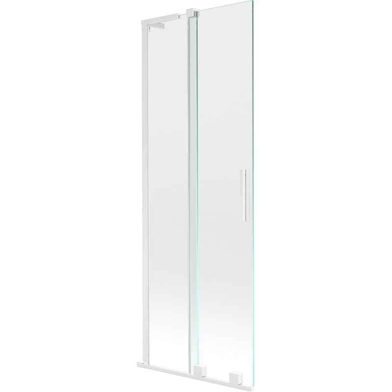 Mexen Velar L paroi de baignoire à 2 panneaux coulissants 70 x 150 cm, transparent, blanc - 896-070-003-01-20