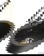 Mexen Diego évier en granit 1 bac avec robinet de cuisine Elia, noir moucheté - 6512-76-670101-50