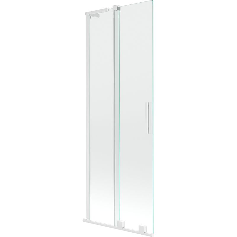 Mexen Velar L paroi de baignoire 2 volets coulissants 75 x 150 cm, transparent, blanc - 896-075-003-01-20