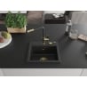 Mexen Milo évier en granit 1 bac avec robinet de cuisine Flora, noir/argent métallisé - 6505-73-670401-57-G