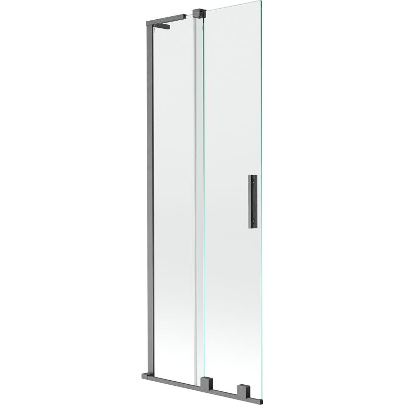 Paroi de baignoire coulissante Mexen Velar L 2 vantaux 75 x 150 cm, transparent, gris canon brossé - 896-075-003-01-66