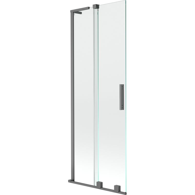 Mexen Velar L pare-douche de bain coulissant à 2 volets 75 x 150 cm, transparent, métal gun - 896-075-003-01-95