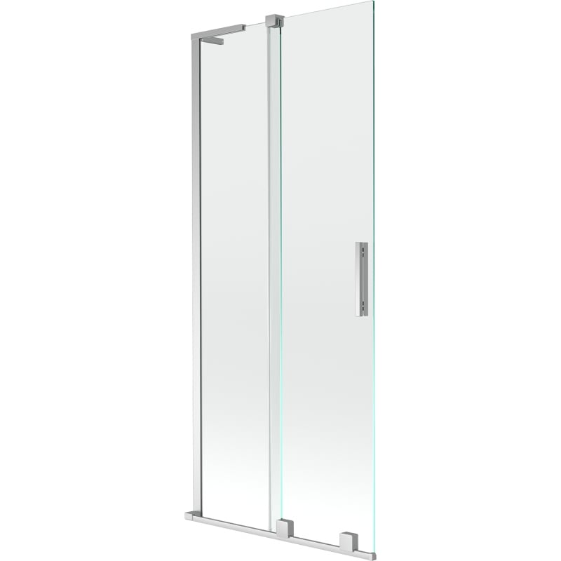 Mexen Velar L pare-douche à deux panneaux coulissants 80 x 150 cm, transparent, chromé - 896-080-003-01-01
