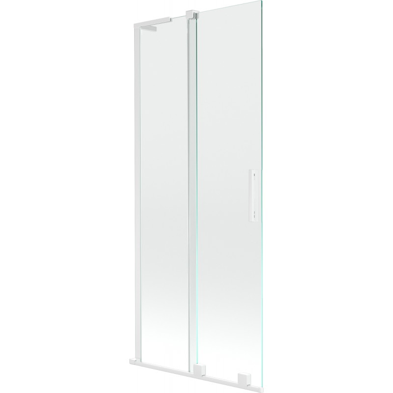Mexen Velar L paroi de baignoire 2 volets coulissants 80 x 150 cm, transparent, blanc - 896-080-003-01-20