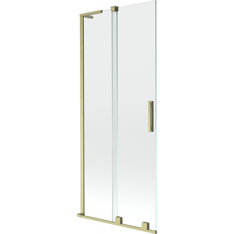 Mexen Velar L paroi de baignoire coulissante à 2 volets 80 x 150 cm, transparent, or brossé - 896-080-003-01-55