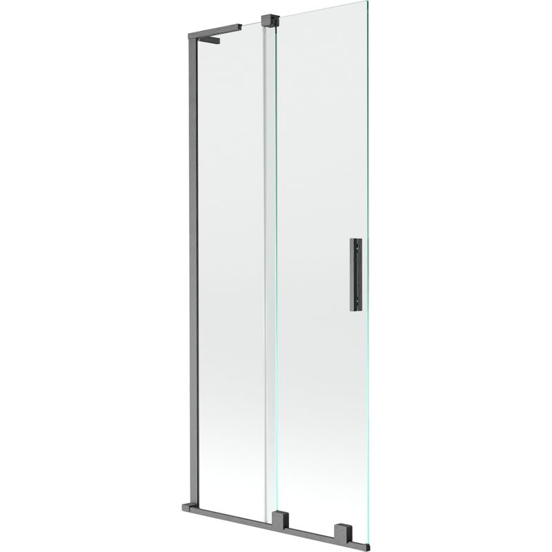 Mexen Velar L paroi de baignoire à 2 panneaux coulissants 80 x 150 cm, transparent, gris canon brossé - 896-080-003-01-66