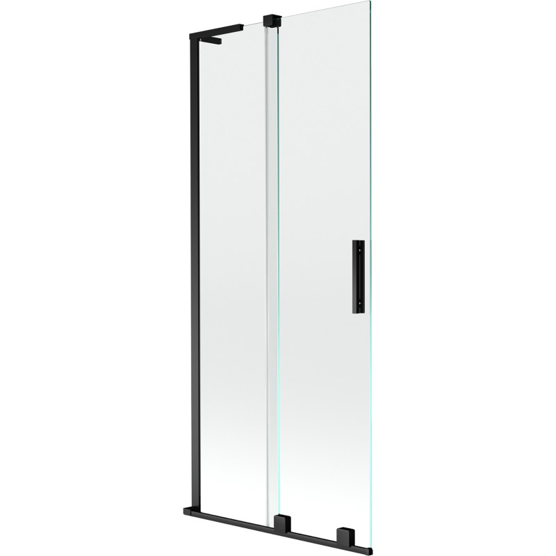 Mexen Velar L paroi de baignoire à 2 panneaux coulissants 80 x 150 cm, transparent, noir - 896-080-003-01-70