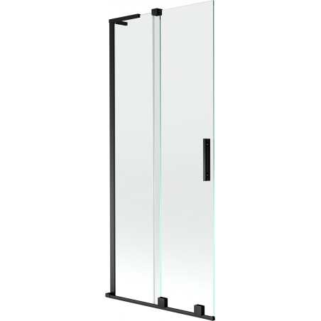 Mexen Velar L paroi de baignoire à 2 panneaux coulissants 80 x 150 cm, transparent, noir - 896-080-003-01-70
