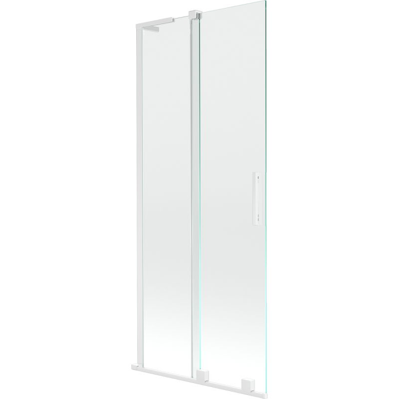 Mexen Velar L paroi de baignoire 2 volets coulissants 85 x 150 cm, transparent, blanc - 896-085-003-01-20