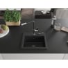 Mexen Milo évier en granit 1 bac avec robinet de cuisine Flora, noir - 6505-77-670401-07-B