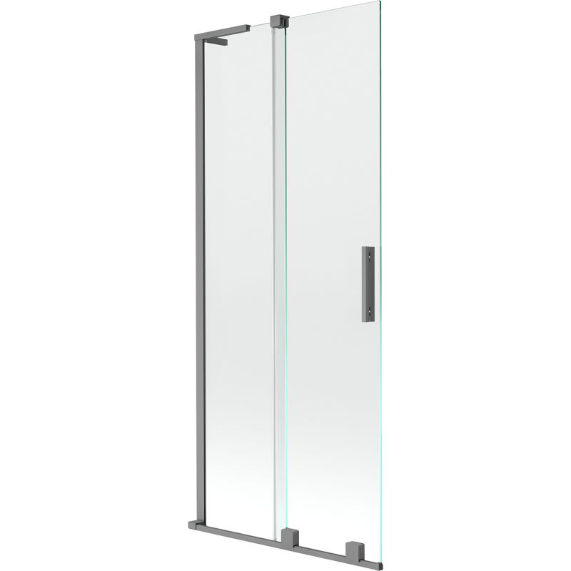 Mexen Velar L paravent de baignoire coulissant à 2 panneaux 85 x 150 cm, transparent, gun metal - 896-085-003-01-95