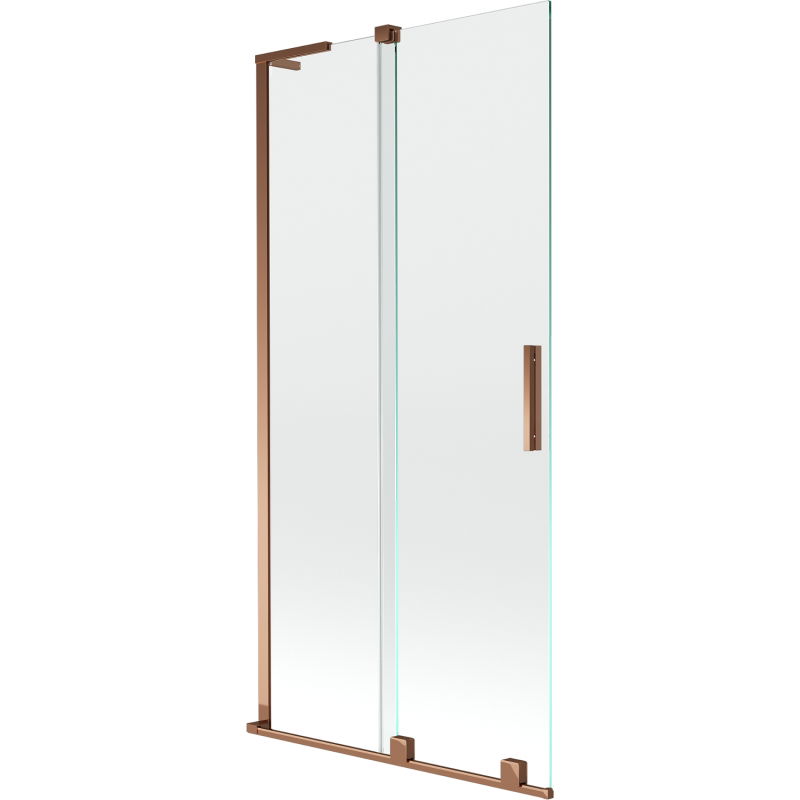 Mexen Velar L paroi de baignoire 2 volets coulissants 90 x 150 cm, transparent, or rose - 896-090-003-01-60