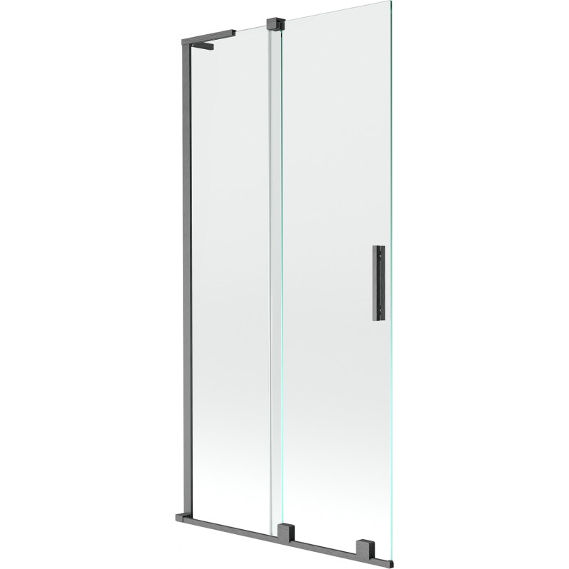 Mexen Velar L paroi de baignoire à 2 volets coulissants 90 x 150 cm, transparent, gris fusil brossé - 896-090-003-01-66
