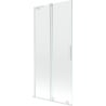 Mexen Velar L paroi de baignoire à 2 volets coulissants 95 x 150 cm, transparent, blanc - 896-095-003-01-20