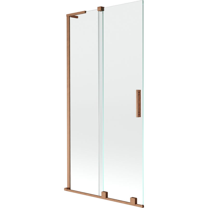Mexen Velar L pare-douche pour baignoire à 2 volets coulissants 95 x 150 cm, transparent, cuivre brossé - 896-095-003-01-65