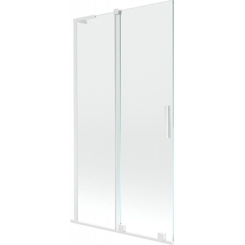 Mexen Velar L paroi de baignoire 2 battants coulissants 100 x 150 cm, transparent, blanc - 896-100-003-01-20