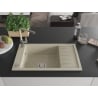 Mexen Elias évier en granit 1 bac avec égouttoir et robinet de cuisine Flora, beige - 6511-69-670401-09