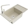 Mexen Elias évier en granit 1 bac avec égouttoir et robinet de cuisine Flora, beige - 6511-69-670401-09