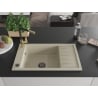 Mexen Elias évier en granit 1 bassin avec égouttoir et robinet de cuisine Flora, beige - 6511-69-670401-57-B