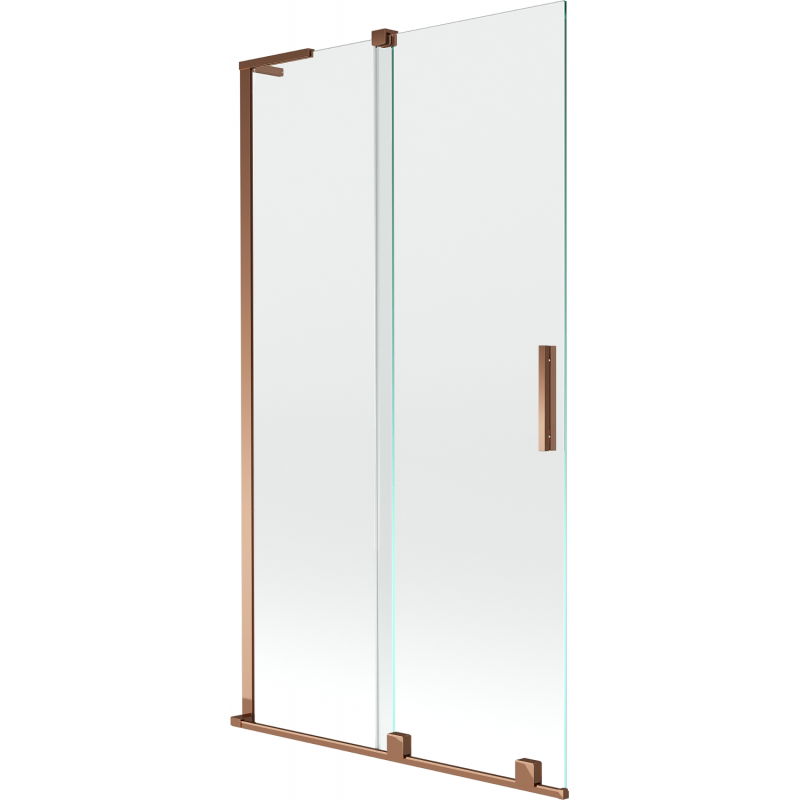 Mexen Velar L paroi de baignoire 2 volets coulissants 100 x 150 cm, transparent, or rose - 896-100-003-01-60