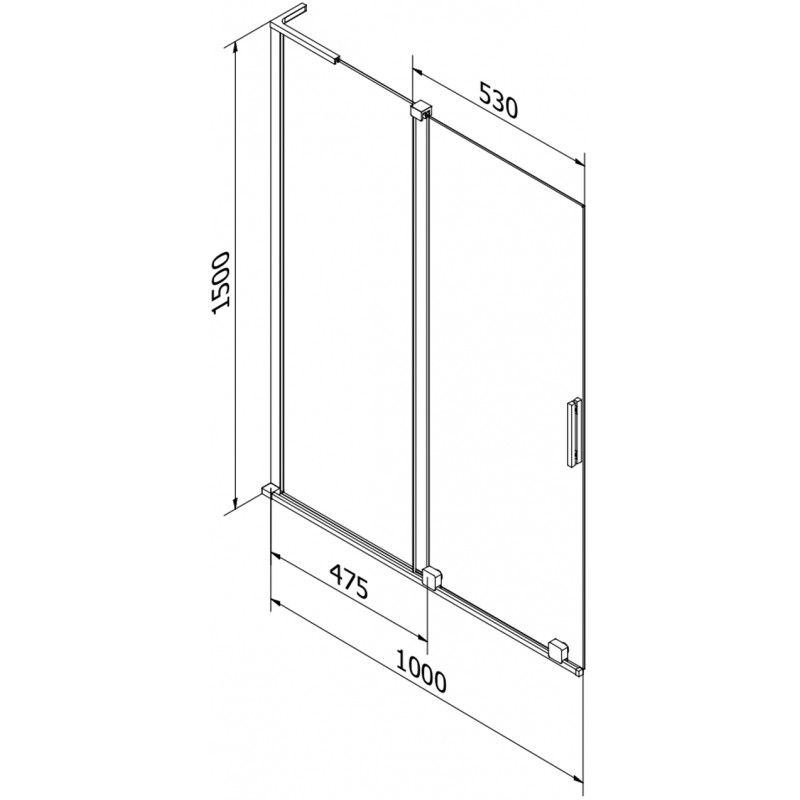 Mexen Velar L paroi de baignoire 2 panneaux coulissants 100 x 150 cm, transparent, cuivre brossé - 896-100-003-01-65