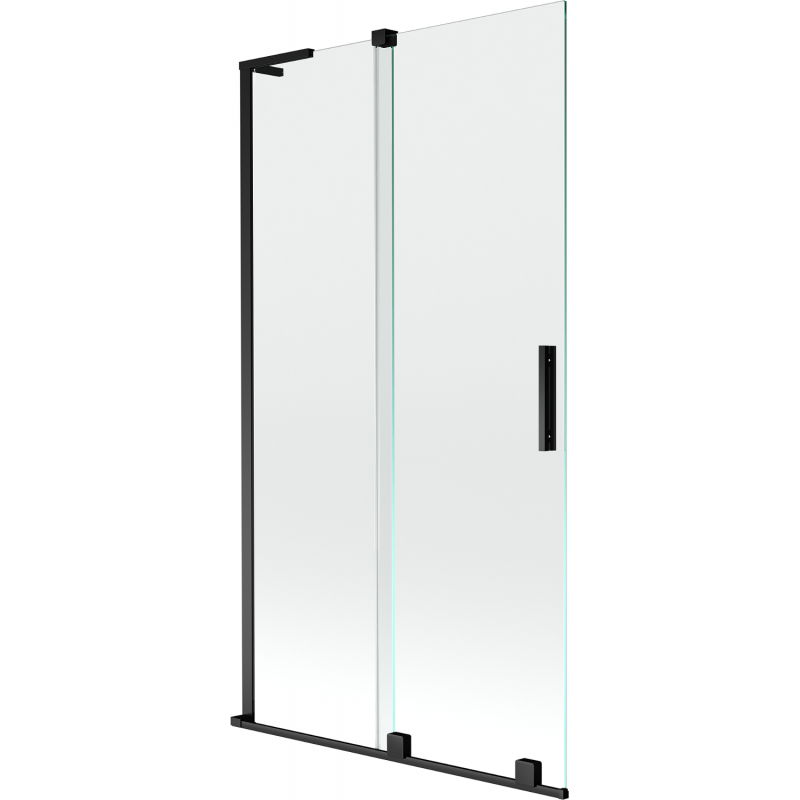 Paroi de baignoire coulissante à 2 vantaux Mexen Velar L 100 x 150 cm, transparent, noir - 896-100-003-01-70