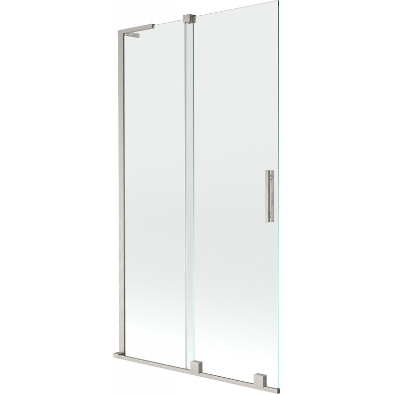 Mexen Velar L paroi de baignoire à 2 panneaux coulissants 100 x 150 cm, transparent, nickel brossé - 896-100-003-01-97