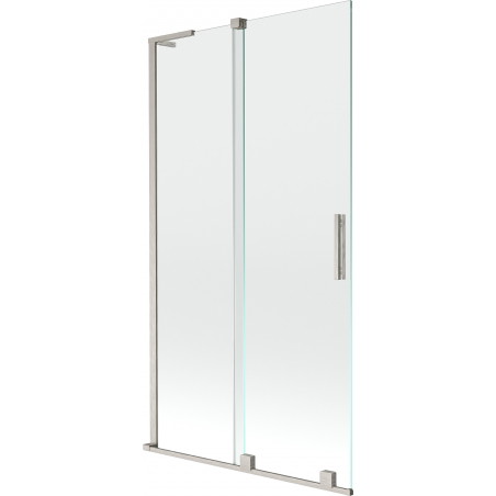 Mexen Velar L paroi de baignoire à 2 panneaux coulissants 100 x 150 cm, transparent, nickel brossé - 896-100-003-01-97