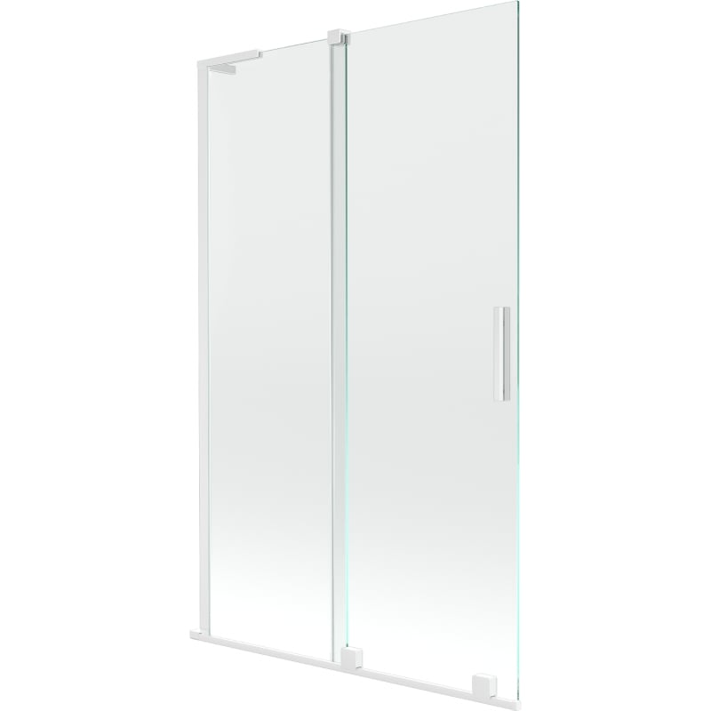 Mexen Velar L paroi de baignoire 2 panneaux coulissants 110 x 150 cm, transparent, blanc - 896-110-003-01-20