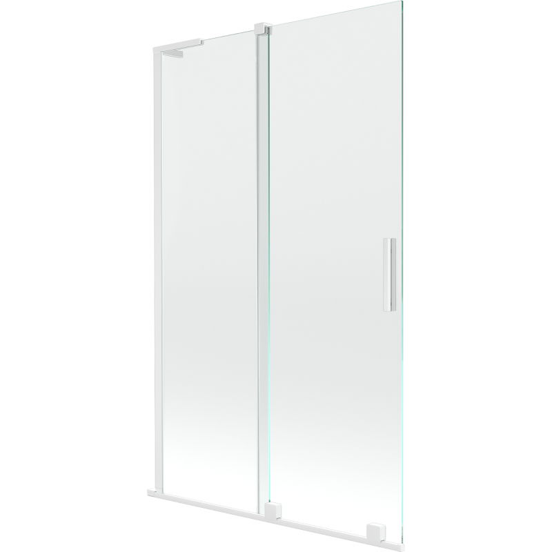 Mexen Velar L paroi de baignoire 2 volets coulissante 110 x 150 cm, transparent, blanc - 896-110-003-01-20