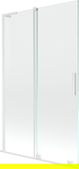Mexen Velar L paroi de baignoire 2 volets coulissante 110 x 150 cm, transparent, blanc - 896-110-003-01-20