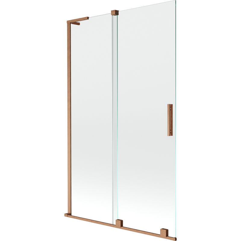 Mexen Velar L paroi de baignoire 2 battants coulissante 110 x 150 cm, transparent, cuivre brossé - 896-110-003-01-65