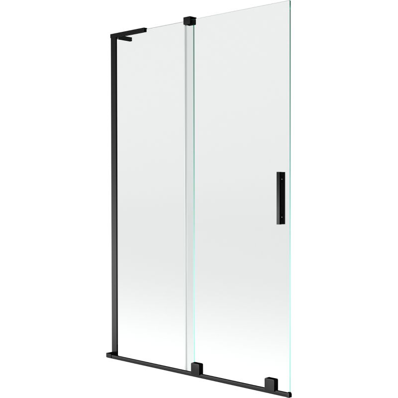 Mexen Velar L paroi de baignoire 2 battants coulissante 110 x 150 cm, transparent, noir - 896-110-003-01-70