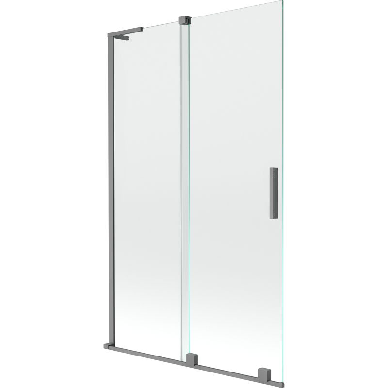 Mexen Velar L paroi de baignoire à 2 vantaux coulissante 110 x 150 cm, transparent, métal gun - 896-110-003-01-95