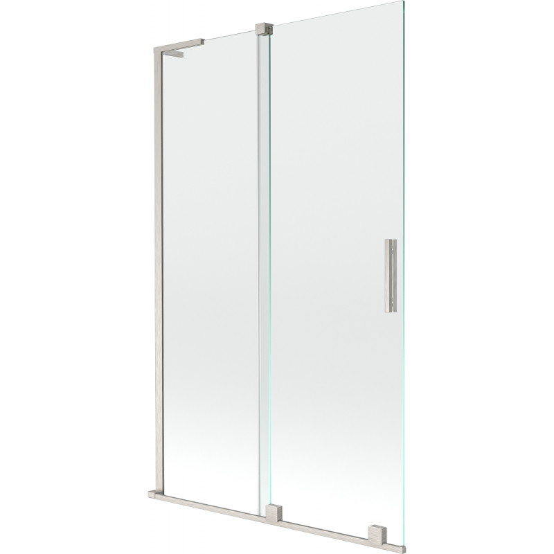 Mexen Velar L paroi de baignoire extensible à 2 volets 110 x 150 cm, transparente, nickel brossé - 896-110-003-01-97