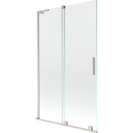 Mexen Velar L paroi de baignoire extensible à 2 volets 110 x 150 cm, transparente, nickel brossé - 896-110-003-01-97