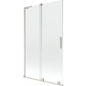 Mexen Velar L paroi de baignoire extensible à 2 volets 110 x 150 cm, transparente, nickel brossé - 896-110-003-01-97