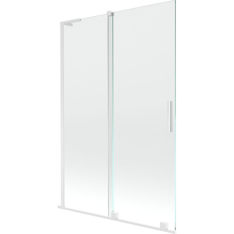 Mexen Velar L paroi de baignoire 2 vantaux coulissants 120 x 150 cm, transparent, blanc - 896-120-003-01-20