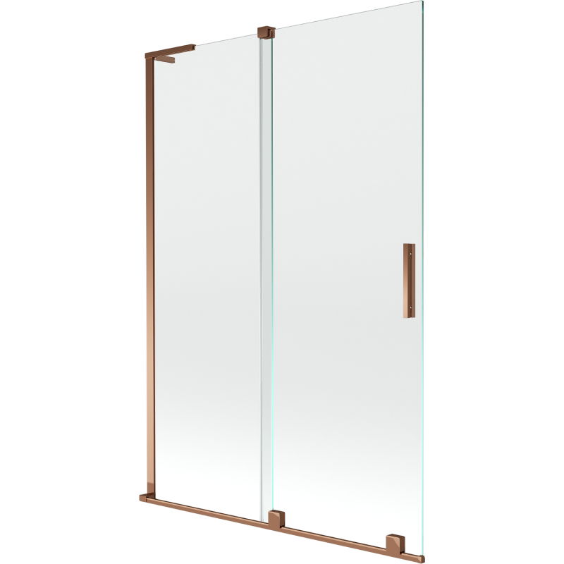 Mexen Velar L paroi de baignoire 2 panneaux coulissants 120 x 150 cm, transparent, or rose - 896-120-003-01-60