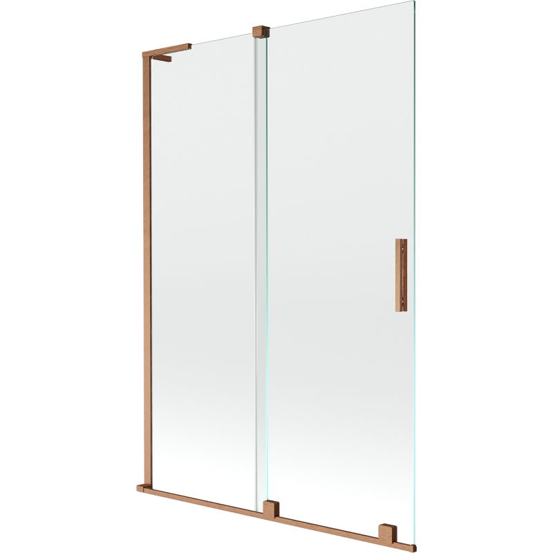 Mexen Velar L paroi de baignoire 2 vantaux coulissants 120 x 150 cm, transparent, cuivre brossé - 896-120-003-01-65